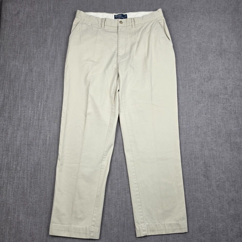 Vintage Polo Ralph Lauren Classic Chino Pants Mens 34x30 Beige Khaki 90s Cotton
